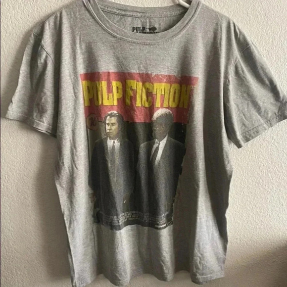 💥Pulp Fiction Grey Short Sleeve Graphic Tee L - Picture 1 of 6